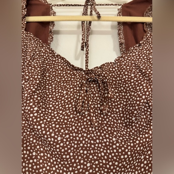 Abercrombie & Fitch Mauve Polka Dot Sweetheart Neckline Long Sleeve Blouse - Picture 3 of 7